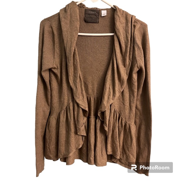 Anthropologie Sweaters - Anthropologie Guinevere brown cotton/cashmere blend waterfall cardigan Medium